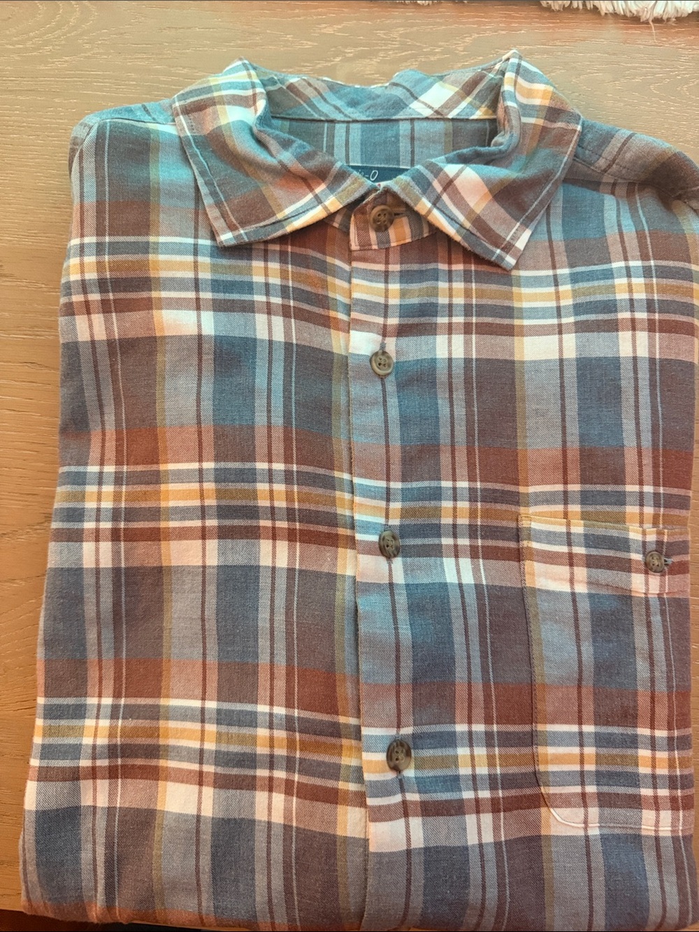 johnnie-O Blue and Brown Plaid Casual Button-Down Shirt